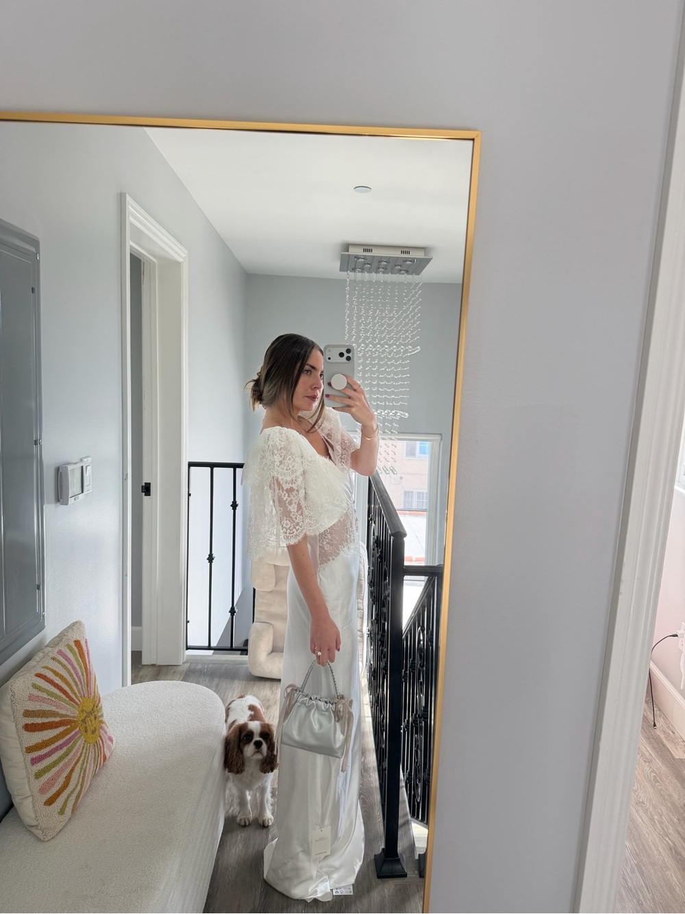 Self Portrait Lace Trimmed Satin Gown - Picture 4 of 4